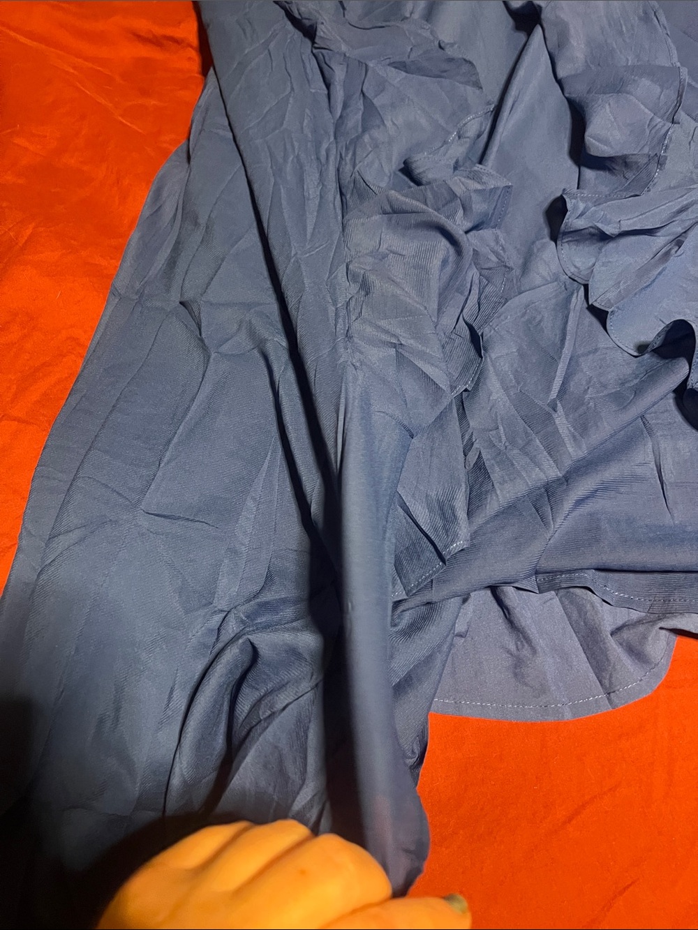 Homrain Navy Blue Ruffle Slip Dress - Picture 3 of 7